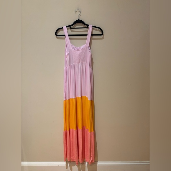 Soma Colorblock Pink and Orange Maxi Dress - Picture 2 of 4